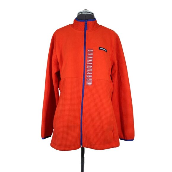 Lands' End women's full‎ zip front mock neck grid fleece performance jacket XL - Picture 1 of 10